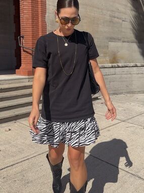 Michael Kors Black and Cream Zebra Print Dress